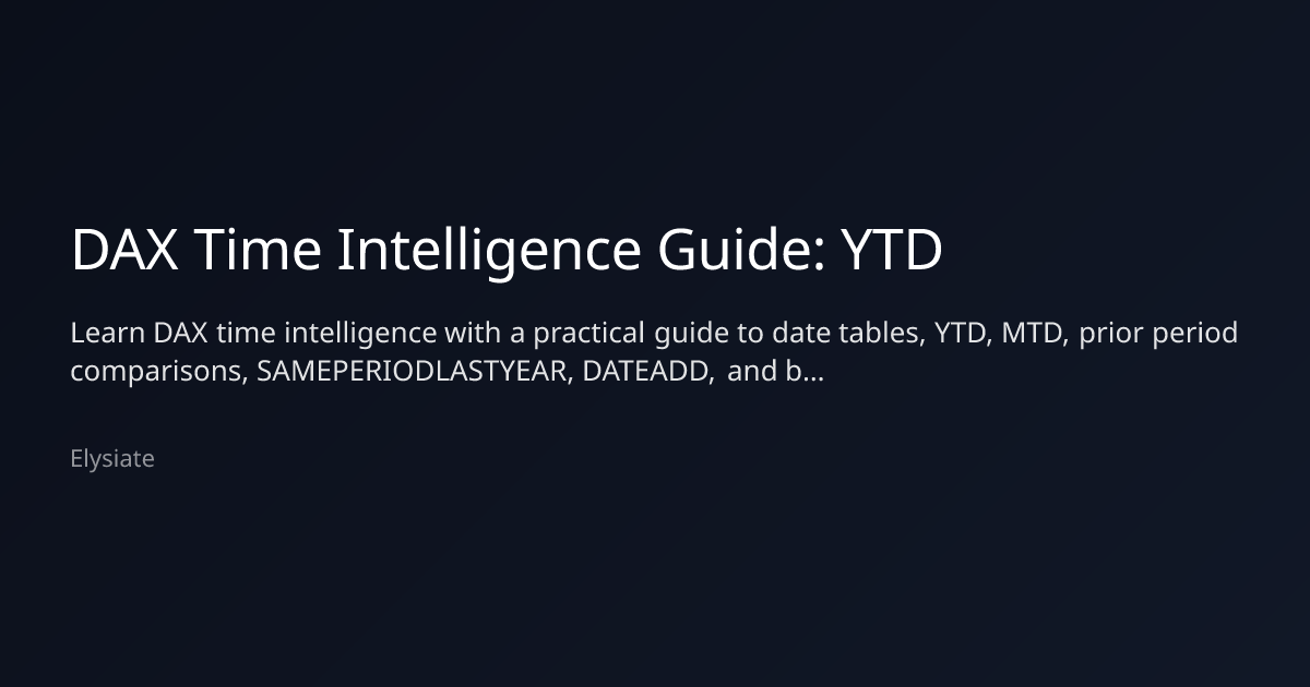 DAX Time Intelligence Guide: YTD, Prior Period, and Time-Based ...